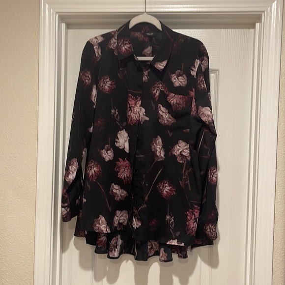 Simply Vera Vera Wang Black Floral Blouse Sz XL - Picture 5 of 8